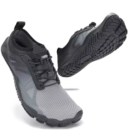 STQ Badeschuhe Damen Wasserschuhe Herren Outdoor Sport Traillaufschuhe Schnell Trocken Surfschuhe rutschfest Bequem Strandaschuhe Beach Sport Sneakers Schwarz Grau