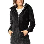 Sublevel Damen Fleece-Mantel: Kuschelige Teddyfleece Kapuzenjacke