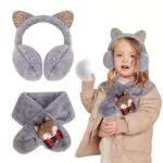 Süße Katzenohren Ohrenschützer und Flauschiger Schal Mädchen Winter Plüsch Ohrenwärmer Kinder Warm Ohrschutz Outdoor Ohrenschützer Ohrenklappe Ohrabdeckungen Weihnachten Geburtstag Geschenk