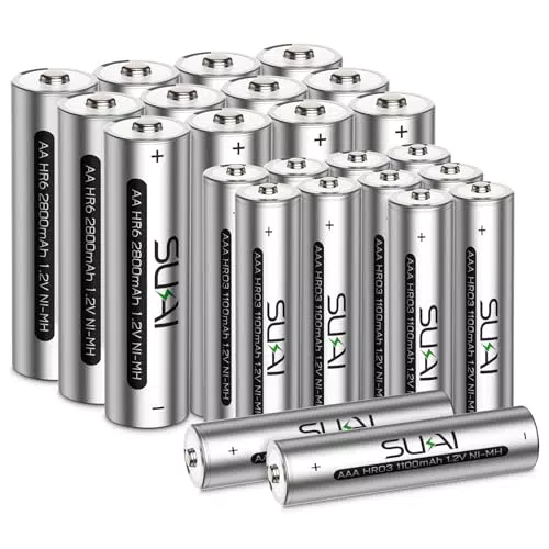 SUKAI Akku AA AAA 16 Stück 2800/1100mAh 1.2v Wiederaufladbare Batterien NI-MH Batterien 1200 Ladezyklen
