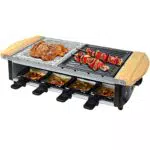 Syntrox Germany Edelstahl Design Raclette Uri mit Grill und Heißer Stein für 8 Personen