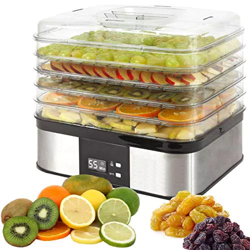 Syntrox Germany Edelstahl Dörrgerät Dörrautomat Edelstahl 350 Watt Trockner Dehydrator Dörrapparat