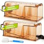 TAKRINK Mausefalle Lebend 2 Set Lebendfalle Maus Hochsensibel Einfach zu bedienende Haustier und Kindersicher Wiederverwendbar Lebendfallen für mäuse für in der Küche im Garten Im Lager