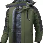 Tansozer Herren Wind- und Wasserdichte Winterjacke Warme Skijacke Gefütterte Outdoorjacke mit Abnehmbarer Kapuze