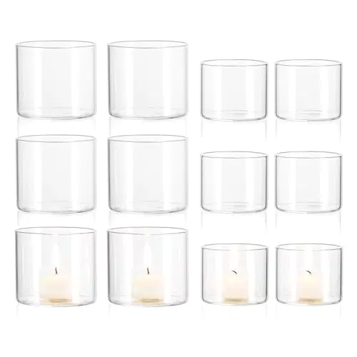 Teelichthalter Teelicht Glas Teelichtgläser Kerzengläser: Candeldo 12 Stück Windlicht Klein Teelichter Deko für Weihnachten Hochzeit Adventskranz