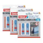 tesa Klebenagel Tapeten & Putz 1kg im 3er Pack - höhenverstellbar - selbstklebender Nagel - ideal für Leinwand & Keilrahmen - hält bis 1kg/Nagel - spurlos ablösbar