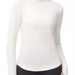 THE GYM PEOPLE Damen Fleece Mock Rollkragen Pullover Thermooberteile Baselayer Shirts Langarm Unterhemd Thermounterwäsche Fitness Oberteile mit Daumenloch