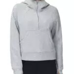 THE GYM PEOPLE Damen Hoodie Kapuzenpullover Halber Reißverschluss Langarm Fleece Crop Pullover Sweatshirts mit Taschen Daumenloch
