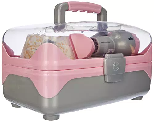 Theo Klein 5862 Braun Frisierkoffer, Mit batteriebetriebenem Haartrockner