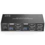 TJCXELE 4K144Hz Displayport KVM Switch 2 PC 2 Monitore USB 3.0 KVM Switch für Zwei PC Teilen Sie Dual Monitor und 4 USB Geräte Support Extended/Copy Mode With Desktop Controller