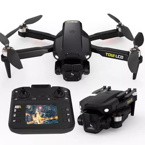 Toladrone TD12LCD Drohne mit Kamera Drone mit LCD-Bildschirm Fernsteuerung Bürstenlos Motor Dron Optische Flusspositionierung Drohnen für Kinder RC Quadcopter für Erwachsene