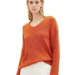 TOM TAILOR Damen 1039242 Basic Pullover mit V-Ausschnitt