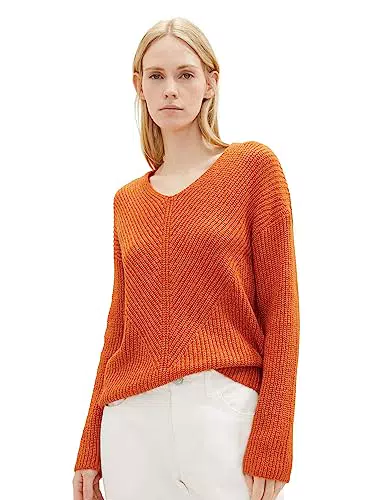 TOM TAILOR Damen 1039242 Basic Pullover mit V-Ausschnitt