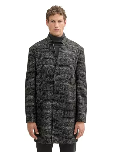 TOM TAILOR Denim Herren 1042405 3-Knopf Wollmantel mit Stehkragen