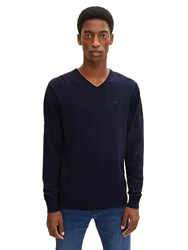 TOM TAILOR Herren Strickpullover mit V-Ausschnitt
