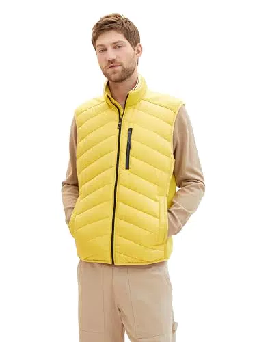 TOM TAILOR Herren Hybrid Steppweste mit Stehkragen, 11657 - Primerose Yellow
