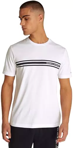 Tommy Hilfiger Herren T-Shirt Kurzarm Central Chest Stripe Baumwolle