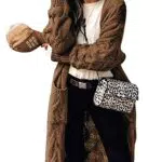 Tongmingyun Strickjacke Damen Lang Cardigan Grobstrick Langärmelige Strickmantel Damen Warm Elegant Open Front Sweater Winter Braun