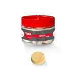 TOX Cookie Wood Querholzplättchen 50 mm aus Fichtenholz zum Reparieren und Ausbessern von fehlerhaften Stellen im Holz in der Runddose