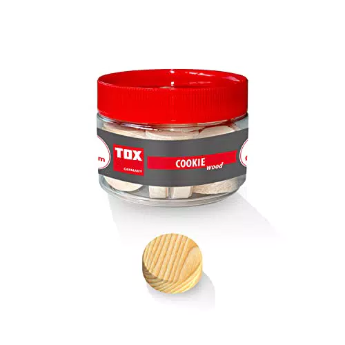 TOX Cookie Wood Querholzplättchen 50 mm aus Fichtenholz zum Reparieren und Ausbessern von fehlerhaften Stellen im Holz in der Runddose