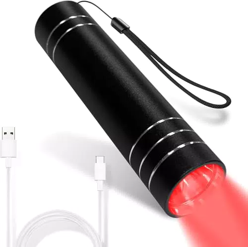 Trayvespace USB Charging Rotlicht Lampe, Rotlichtlampe Infrarotlampe Tragbare Infrarot Taschenlampe