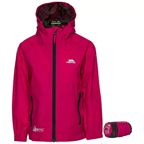 Trespass Qikpac Jacket, Cobalt, 3/4, Kompakt Zusammenrollbare Wasserdichte Jacke für Kinder / Unisex / Mädchen und Jungen