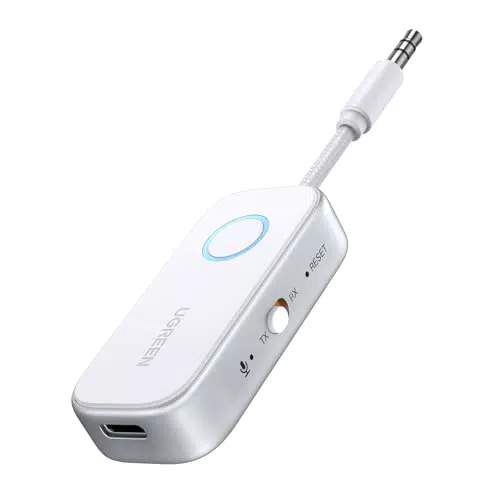 UGREEN Bluetooth 5.4 Sender Klinke 2 in 1 Bluetooth Transmitter Empfänger für Zwei Airpods Bluetooth Adapter Kompatibel mit Flugzeug