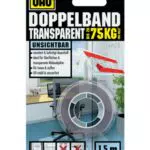UHU Doppelband transparent, Extra starkes, transparentes doppelseitiges Montage-Klebeband