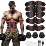 UIHOL EMS Trainingsgerät, EMS Bauchmuskeltrainer LCD Bildschirm muskelstimulator USB Wiederaufladbarer Tragbarer Muskel Trainer 10 Modi 20 Intensitäten Geeignet Damen & Herren