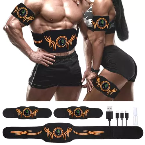 UIHOL EMS Trainingsgerät, EMS Elektrische Muskelstimulation USB-wiederaufladbarer tragbarer Fettverbrennung EMS Bauchmuskeltrainer Bauch- / Arm- / Bein-Fitness Trainings Gang