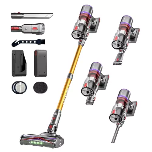 UNINELL HOME Akku Staubsauger, 48000Pa/550W/65Mins Staubsauger Kabellos mit Selbststehende