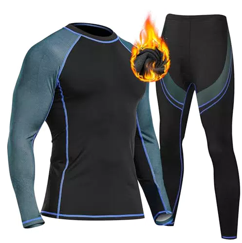 UNIQUEBELLA Thermo Unterwäsche Set, Funktionswäsche Herren Skiunterwäsche Winter Suit Ski Thermo-Unterwäsche Thermowäsche Unterhemd + Unterhose