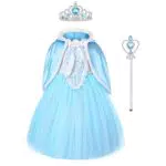 URAQT Mädchen Kostüm ELSA Kleid mit Umhang, Kinder Prinzessin Kleid Cosplay Kostüme