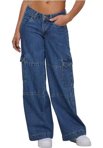 Urban Classics Damen TB6113 Low Waist Cargo Denim Hose