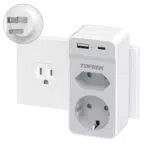 USA Adapter Steckdose, TOPREK Reiseadapter mit 2USB