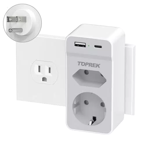 USA Adapter Steckdose, TOPREK Reiseadapter mit 2USB