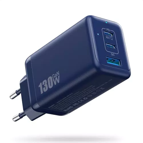 USB C Ladegerät 130W, 3-Port GaN III Tech USB C Netzteil