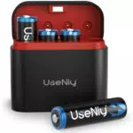 UseNiy Lithium AA Akku mit Ladegerät, wiederaufladbare AA Batterien 4 stück