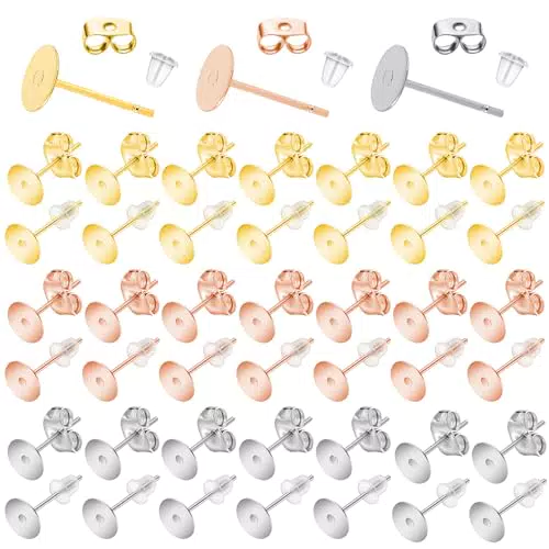 UZSUZZ 800 Stück Ohrstecker Rohlinge, Ohrringe Edelstahl Ohrstecker Selber Machen
