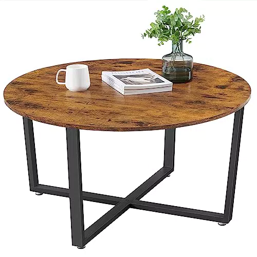 VASAGLE Runder Couchtisch, Wohnzimmertisch, Industriestil