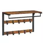 VASAGLE Wandgarderobe, mit Ablage, Wandregal mit 10 abnehmbaren Haken