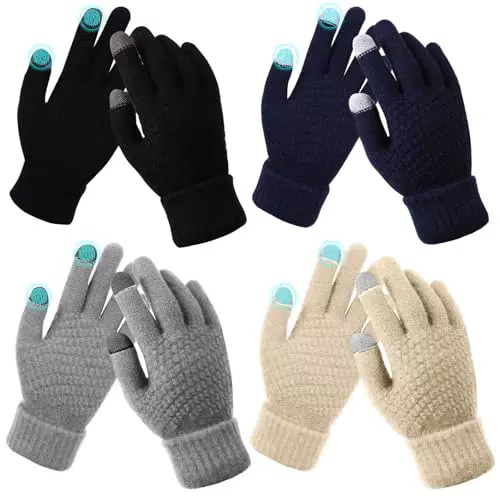 VEGCOO Winter Touchscreen Handschuhe, Damen Winter Strickhandschuhe