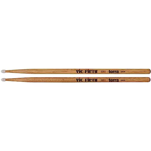 Vic Firth - American Classic Terra Serie Trommelstöcke 5ATN - American Hickory - Nylonspitze - 4 Paar Packung