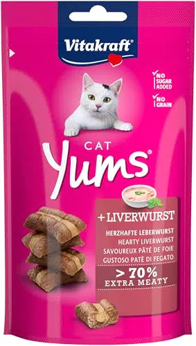Vitakraft Cat Yums Katzensnack mit herzhaftem Leberwurst, ohne Zucker und Getreide