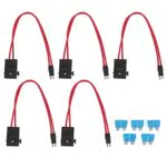 Walfront 5-Teiliges Automobil-Kfz-Flachsicherungshalter-Set 16 AWG Mini-Sicherungshalter-Anschluss mit 5-Teiliger 15-A-Sicherung