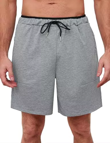 Wayleb Sporthosen Herren Kurz Baumwolle Sport Shorts Sommer Leicht Jogginghose Gym Kurze Hosen Einfarbig Sweathose Casual Schlafhose mit Kordelzug und Taschen