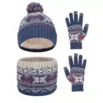 Waylipun Kinder Wintermütze Schal Handschuhe Set, 3 in 1 Warm Winte Strickmütze Kinder Mütze Set mit Plüsch Innenfutter für 2-7 Jahre Kinder Jungen Mädchen
