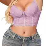 Weardear Spitze Tank Top Für Damen Sexy Oberteile Spaghetti BH Bauchfrei Unterhemd Sommer Korsage Hautfarbe