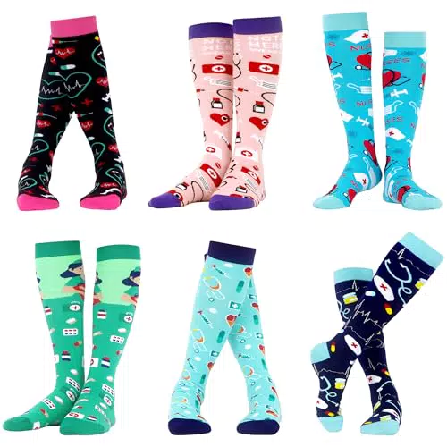 WeciBor Damen Lustige Bunte Socken Gekämmte Neuheit Motive Kniestrümpfe