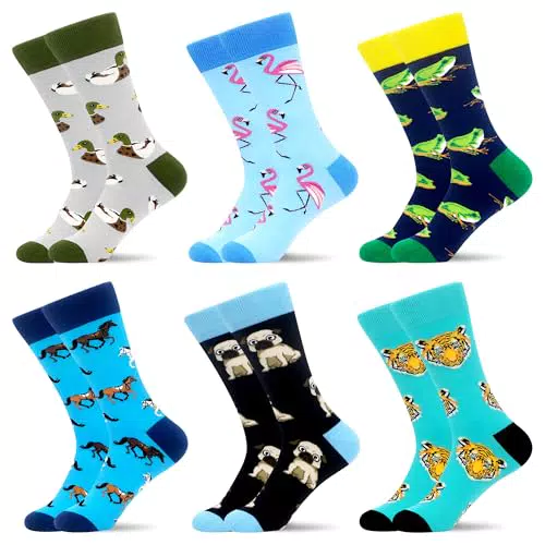 WeciBor Herren lustige Bunte Coole mit Geometrie Motiv Socken 6 Paar